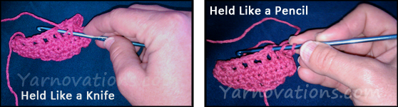 how to hold a crochet hook