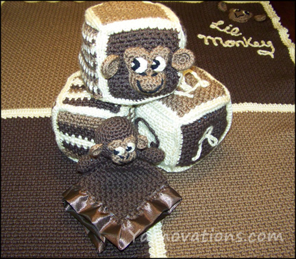 Lil Monkey blocks, security blanket and baby blanket
