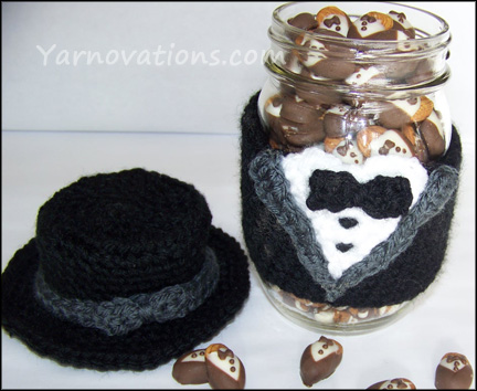 Tuxedo Crochet Jar Cozy