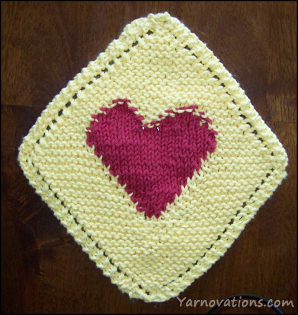 Colorful Heart in Grandma's Favorite Dishcloth knitting pattern