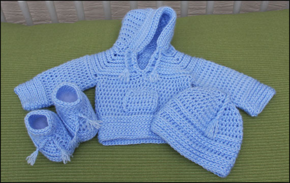 HDC Baby Sweater Hat Booties