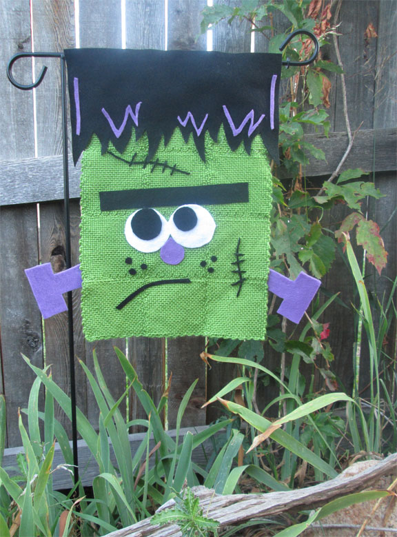 Garden Flat of Frankenstein made with pin loom squares