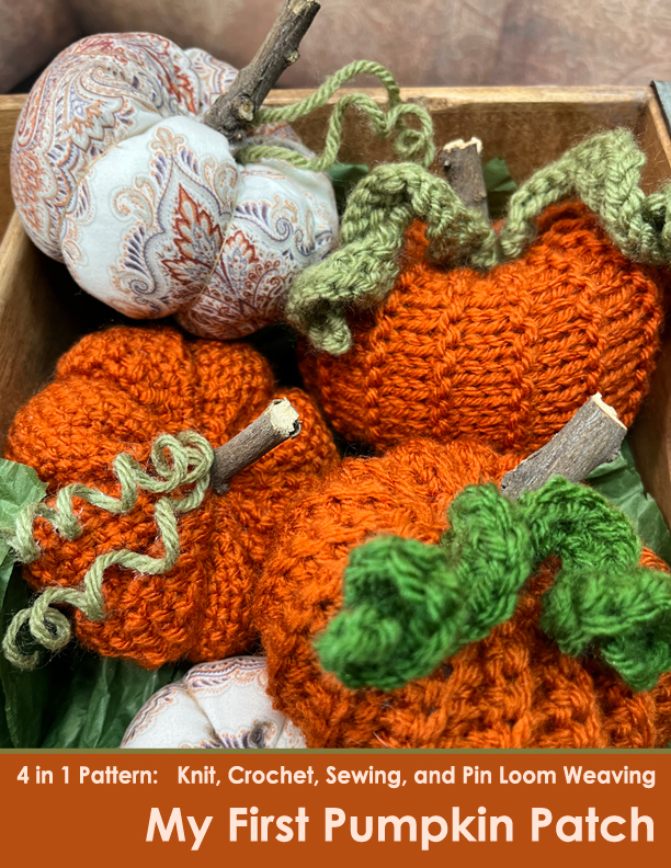 pumpkin pattern for knit, crochet, sewing and pin loom weaving